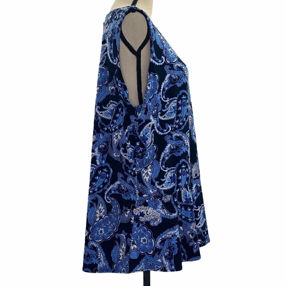 LIZ Claiborne Blue Paisley Sleeveless Blouse 1x - Picture 5 of 10